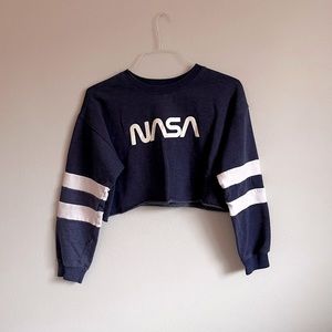 Forever 21 NASA Long Sleeve Crop Top